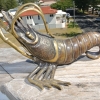 PRAWN statue decor solid brass hollow 8 " long heavy aged old look 21 cm bronze green oxidized patina hand made cast