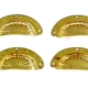 4 POLISHED shell shape pulls handles antique solid brass vintage old replace drawer pressed brass light weight solid brass