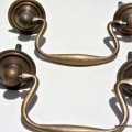 4 heavy 3" pulls handles BOX drawers antique solid brass vintage old replace drawer bale