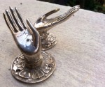 2 cute tiny finger Pull handle silver brass door old style HAND knob hook B OPEN
