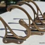 4 COAT HOOKS solid brass old style 4" Deco hall stand