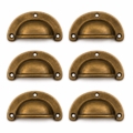 6 Solid Brass Shell Drawer Pull Handles 82mm (3.14) – Vintage Style Cabinet Cup Pulls – Watson 3000