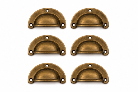 6 Solid Brass Shell Drawer Pull Handles 82mm (3.14) – Vintage Style Cabinet Cup Pulls – Watson 3000