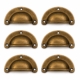 6 Solid Brass Shell Drawer Pull Handles 82mm (3.14) – Vintage Style Cabinet Cup Pulls – Watson 3000