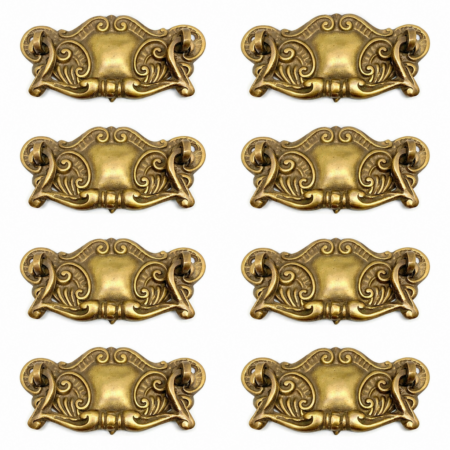 8 Heavy Solid Brass Drawer Pulls 4 Vintage Victorian Cabinet Handles Watson A16 (1)
