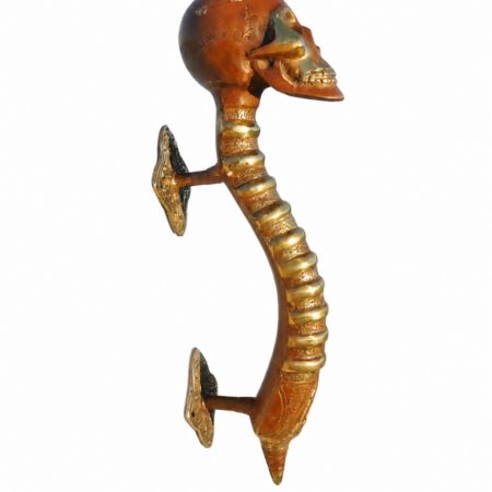 Aged Skull Door Pull Handle Solid Brass Spine Handle 28cm Gothic Vintage Door Handle Antique Style 11 inch version 