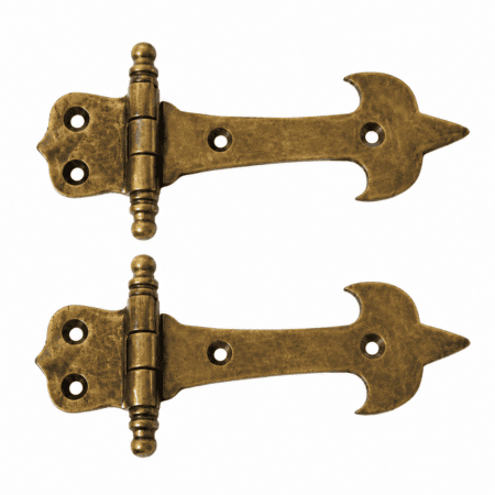 2 SOLID BRASS HINGES – 4" ANTIQUE VINTAGE STYLE – BOX & DOOR RESTORATION
