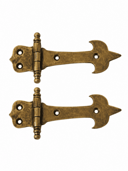 2 SOLID BRASS HINGES – 4" ANTIQUE VINTAGE STYLE – BOX & DOOR RESTORATION