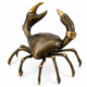 Large Brass Mud Crab Statue 10” Bronze Green Patina Nautical Coastal Crab Decor