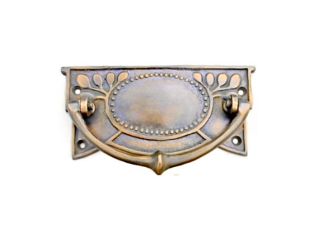 HEAVY LARGE BOX DRAWER PULL HANDLE – WATSON BRASS A15 XL – ANTIQUE SOLID BRASS – 4 3/4"