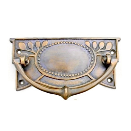 HEAVY LARGE BOX DRAWER PULL HANDLE – WATSON BRASS A15 XL – ANTIQUE SOLID BRASS – 4 3/4"
