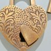 EMBOSSED 3" Vintage style antique "HEART LOVE PADLOCK " shape solid brass 2 keys heavy lock works