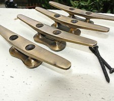 4x CLEAT tie downs solid heavy brass boats cars tieing rope hooks hand made B