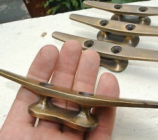4x CLEAT tie downs solid heavy brass boats cars tieing rope hooks hand made B