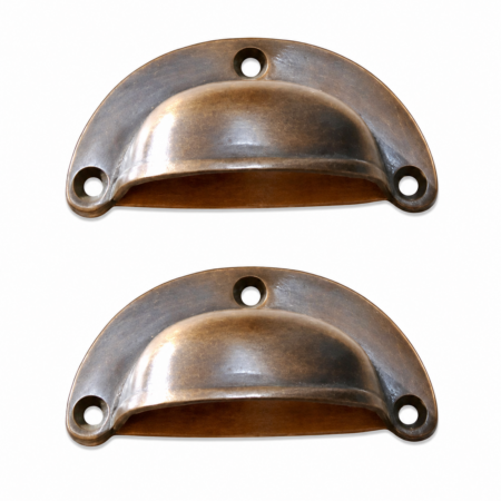 2 Solid Brass Shell Drawer Pull Handles 66mm Antique Vintage Cabinet Cupboard Furniture Hardware Code 3000 2.12