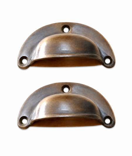 2 Solid Brass Shell Drawer Pull Handles 66mm Antique Vintage Cabinet Cupboard Furniture Hardware Code 3000 2.12