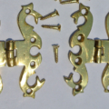 4 small snake solid Brass DOOR small hinges vintage style Polished heavy B screw