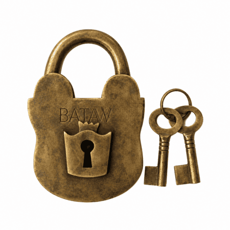 5" BATAVIA PADLOCK – LARGE VINTAGE STYLE 100% SOLID BRASS HEAVY OLD STYLE LOCK