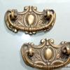 2 small 6.5 cm pulls drops 2.1/2" inches handles antique style bronze patina solid brass vintage old replace drawer heavy