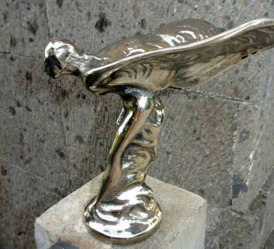 Rolls Royce car statue flying lady cast brass emblem hand made copy 7" silver B