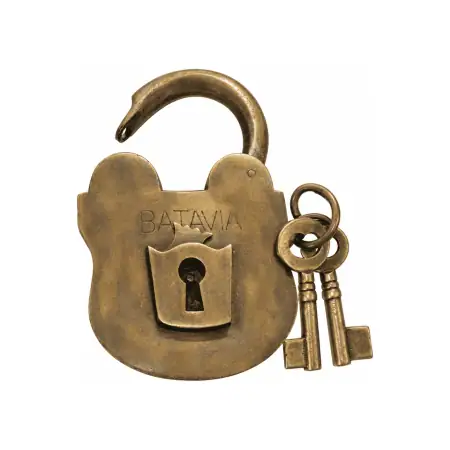 5" BATAVIA PADLOCK – LARGE VINTAGE STYLE 100% SOLID BRASS HEAVY OLD STYLE LOCK