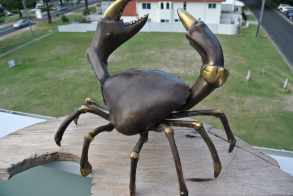large MUD CRAB solid brass aged brown heavy stunning 10" hand made