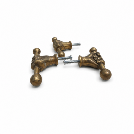 3 Large Pull Handles FIST Solid Brass Old Style Hand Knobs Heavy 66mm