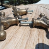 3 large pulls handles FIST solid brass old style shape of HAND knobs heavy 66mm