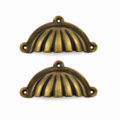 2 Solid Brass Shell Cup Drawer Pull Handles 4" Vintage Cabinet Cup Pulls – Heavy Cast Brass – Antique or Polished 2942