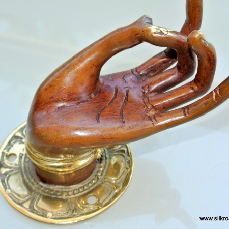 LARGE Pull handle hands amazing brass door old style knob hook buddha 3.1/2 "