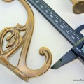2 COAT HOOKS solid brass old style 5" flower hall stand