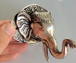 ELEPHANT shape WALL HOOK BRASS old style silver look SCREW to wall trunk hang