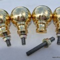 4 Bed COT KNOBS heavy solid brass inc bolt thread old vintage style 2" across