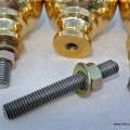 4 Bed COT KNOBS heavy solid brass inc bolt thread old vintage style 2" across