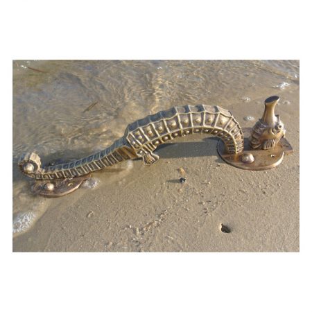 very large heavy cast SEAHORSE solid brass door old style heavy house PULL handle 16.1/2" 41.5 cm