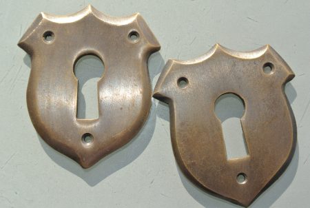 2 KEY hole covers old stye vintage antique look solid heavy brass aged escutcheon