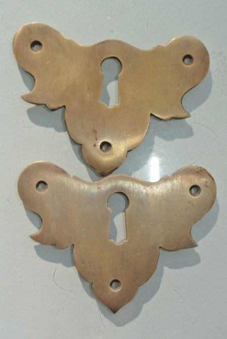 2 KEY hole covers old stye vintage antique look solid heavy brass aged escutcheon