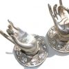 2 small Buddha Pulls handle Fingers silver brass door old style HAND knobs backplate 2.1/4"
