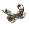 2 small Buddha Pulls handle Fingers silver brass door old style HAND knobs backplate 2.1/4"