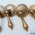 4 round pulls handles solid brass door vintage old style drops knobs kitchen heavy 2"
