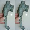 2 large 32 cm aged green seaside green patina handles ELEPHANT Door Pull HANDLE 13 " long solid BRASS trunk door aged knob grab cabinet