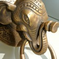 Heavy ELEPHANT trunk front Door Knocker SOLID BRASS old style house Stunning