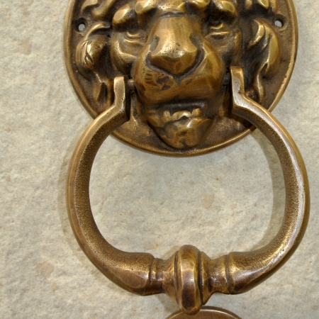 small LION head solid BRASS hand made DOOR KNOCKER 160 mm heavy