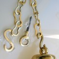 Very Large Front Door school Bell chain hooks solid brass 6.1/2" POLISHED heavy