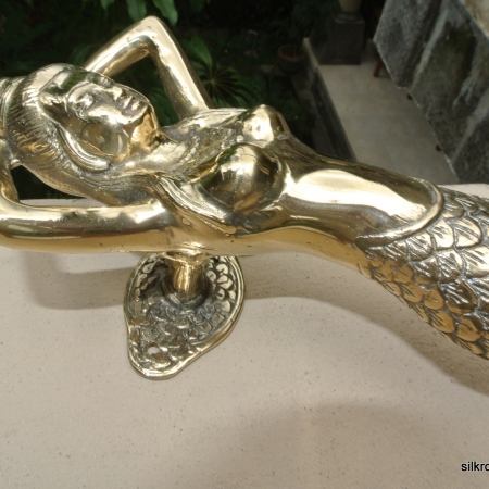 medium MERMAID solid brass door PULL old style heavy house PULL handle 13" polished