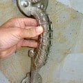 ery large SEAHORSE solid brass SILVER PLATE door old style heavy house PULL handle 16.1/2"