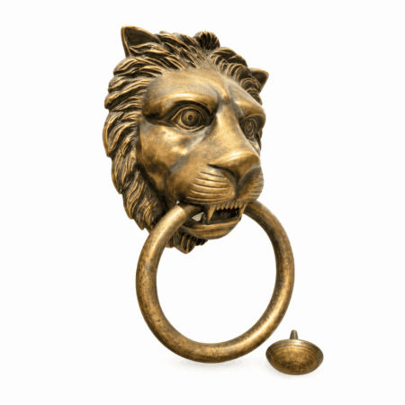 HUGE 12 SOLID BRASS LION HEAD DOOR KNOCKER – HEAVY ANTIQUE VINTAGE RING PULL