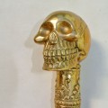 BRASS WALKING STICK endlarge brass SKULL head only hand made engraved design