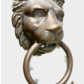 HUGE stunning LION solid Brass heavy Door Knocker 12" unusual ring PULL