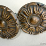2 rosette back plates solid brass aged cast vintage style heavy 50 mm FLOWER